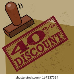 Stamp 40 percent Discount, vector illustration