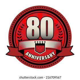Stamp 80 anniversary, vector illustration