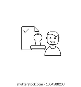 Stamp administrator icon. An administrator character icon. Vector
