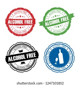Stamp Alcohol free set .vector illustration