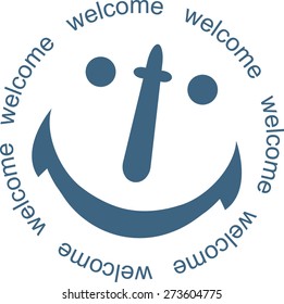 Stamp with a anchor and the text welcome.  vector illustration