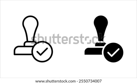 Stamp approved linear icon set. Stamp of approval. Verification and validation. vector illustration on white background