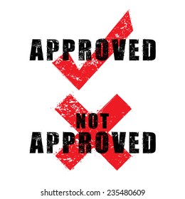 stamp approved and not approved with black text isolated on white background