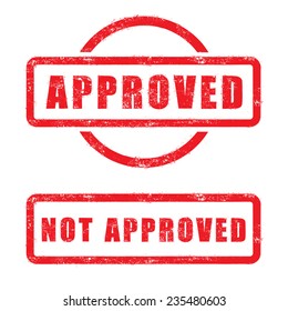 stamp approved and not approved with red text isolated on white background