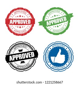 Stamp Approved set .vector illustration