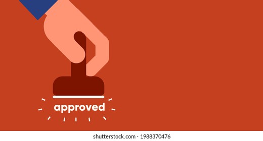 Stamp approved. Simple vector flat illustration. Background for social media, poster, banner.