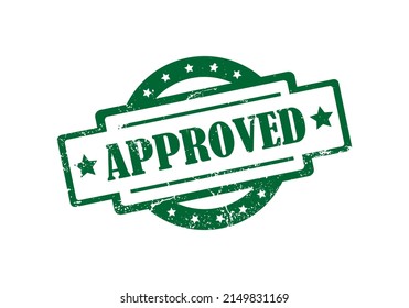 Stamp with approved text on a green background
