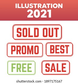 Stamp and badge set. Sold out and promo background stamp
