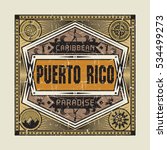 Stamp, badge or vintage emblem with text Puerto Rico, Caribbean Paradise, vector illustration