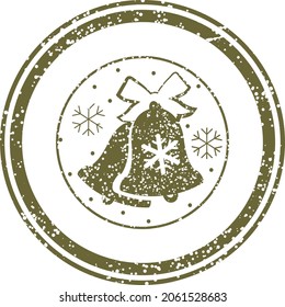 Stamp with Bells. Christmas grunge stamp vector illustration. Copyspace for text