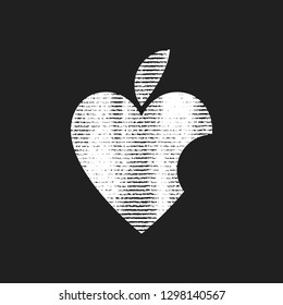 Stamp of bitten the fruit is like to Heart. Grunge imprint.