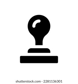 Stamp black glyph ui icon. Document verification. Approval. Quality control. User interface design. Silhouette symbol on white space. Solid pictogram for web, mobile. Isolated vector illustration