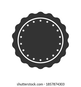 Stamp blank without text graphic icon. Simple black circle stamp with stars. Post Stamp. Vector illustration