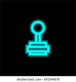 Stamp blue glowing neon ui ux icon. Glowing sign logo vector