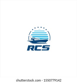 Stamp Boat Logo Design template