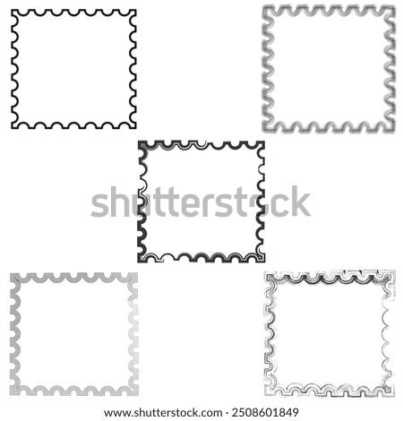 Stamp border icon. Decorative frame vector. Postage stamp template. Classic postal element.