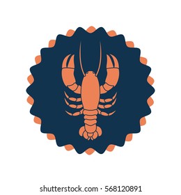 stamp border with silhouette lobster
