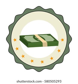 stamp border with stacked banknote with dollar sign