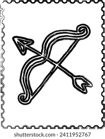 Stamp with bow and arrow doodle valentines day.
