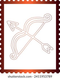 Stamp with bow and arrow gradient Valentine's day.
