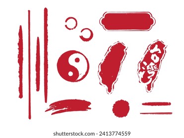 The stamp or brush material with the Taiwan pattern can be used to represent Taiwan, its culture, or its people.