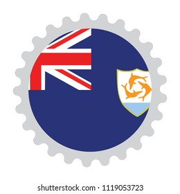 Stamp Button Flag Map of Anguilla