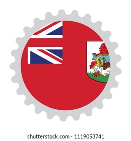 Stamp Button Flag Map of Bermuda