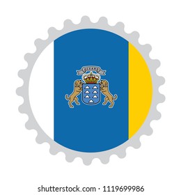 Stamp button flag map of Canary Islands