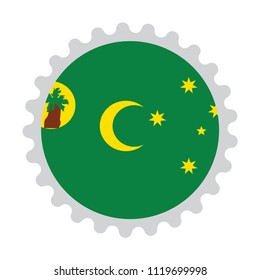 Stamp button flag map of Cocos Islands
