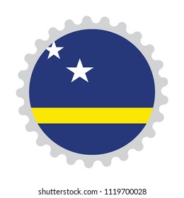 Stamp button flag map of Curacao