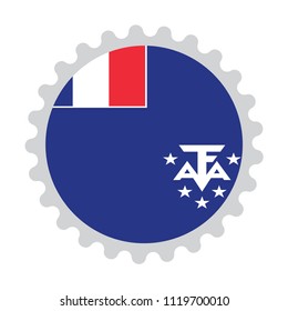 Stamp button flag map of French Southern and Antarctic Lands
