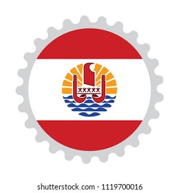 Stamp button flag map of French Polynesia