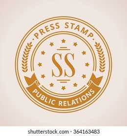 Stamp calligraphic design logo. Luxury vector frame monogram emblem. Symbol ornament line icon