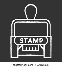 Stamp chalk white icon on black background. Apostille and legalization. Legal paper. Notarization. Authentification. Validation, confirmation. Notary services. Isolated vector chalkboard illustration