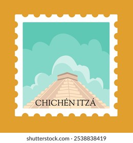 Stempel des Chichen Itza Tempels in Mexiko Perfekt für Poster, Print, Aufkleber, Bekleidung, etc