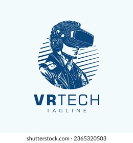 Caracteres de círculo de marca Realidad virtual Diseño de logotipo de vectores Ilustración Idea de plantilla