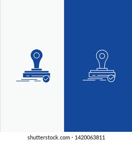 Stamp, Clone, Press, Logo Line and Glyph Solid icon Blue banner Line and Glyph Solid icon Blue banner