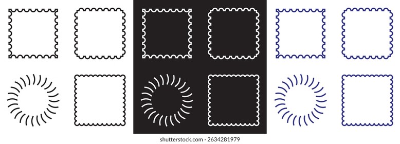 Stamp coastal frames. Vintage squiggle borders. Hand drawn frame for menu, wedding invitation, coastal party frame design.Design for websites, mobile interfaces, presentations, banner, poster  etc. 