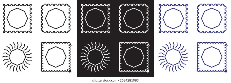 Stamp coastal frames. Vintage squiggle borders. Hand drawn frame for menu, wedding invitation, coastal party frame design.Design for websites, mobile interfaces, presentations, banner, poster  etc. 