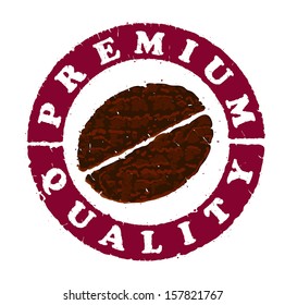 stamp with coffee bean isolated on white