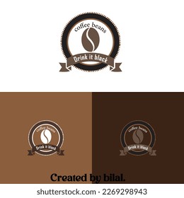 Stamp coffee logo coffee beans old and modern look  logo.