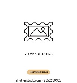 Stamp Collecting Icons  Symbol Vector Elements For Infographic Web