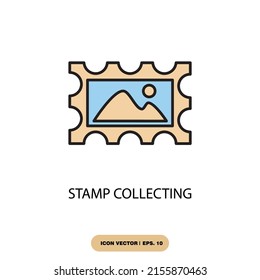 Stamp Collecting Icons  Symbol Vector Elements For Infographic Web