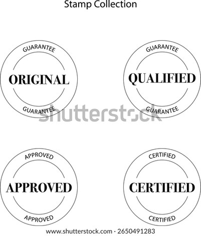 Stamp collection including original, qualified, approved, and certified stamps.