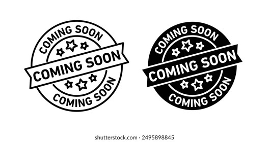 stamp coming soon vector icon set in black color.