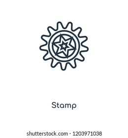 Stamp concept line icon. Linear Stamp concept outline symbol design. This simple element illustration can be used for web and mobile UI/UX.