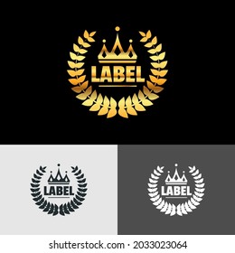 stamp "Crown Label" with 3 colors with editable vector