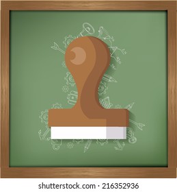 Stamp design on blackboard background,clean vector
