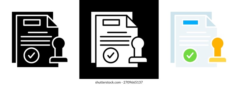 Carimbar ícone do documento Definir vetor de glifo Ilustração
