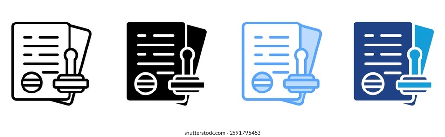 Stamp Document Icon Set Multiple Style Collection